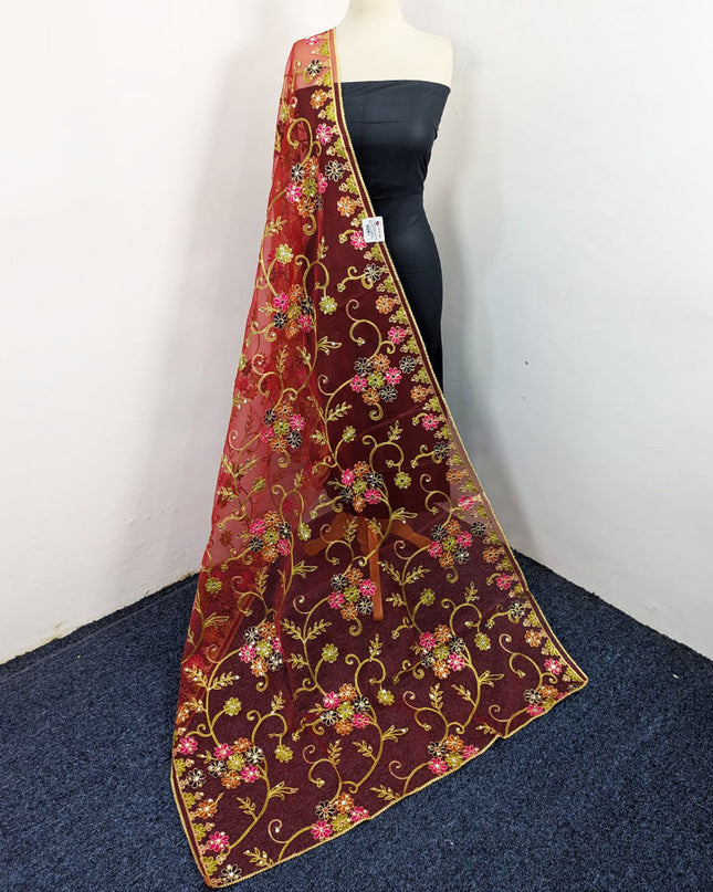 Fancy Multicolor Embroidered Organza with Sitara Work Dupatta