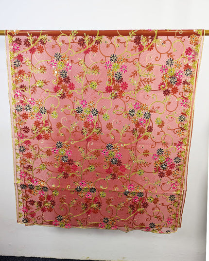 Fancy Multicolor Embroidered Organza with Sitara Work Dupatta