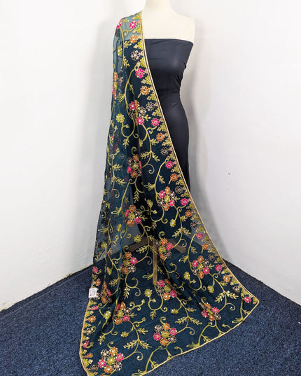 Fancy Multicolor Embroidered Organza with Sitara Work Dupatta