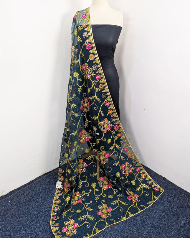 Fancy Multicolor Embroidered Organza with Sitara Work Dupatta