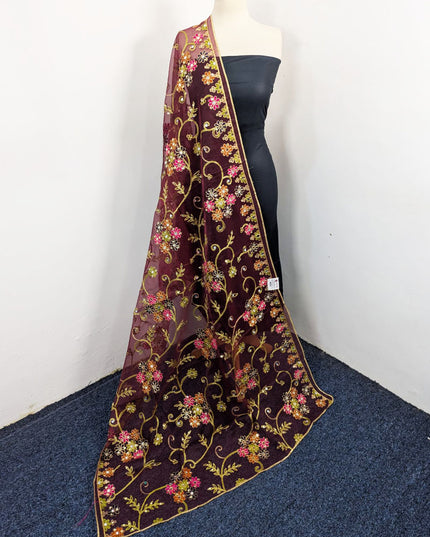 Fancy Multicolor Embroidered Organza with Sitara Work Dupatta