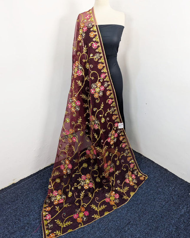 Fancy Multicolor Embroidered Organza with Sitara Work Dupatta