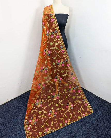 Fancy Multicolor Embroidered Organza with Sitara Work Dupatta