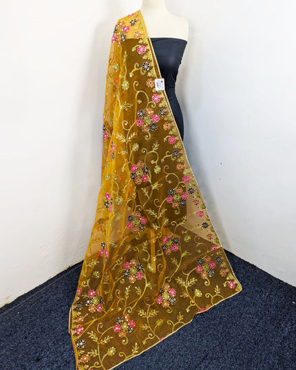 Fancy Multicolor Embroidered Organza with Sitara Work Dupatta