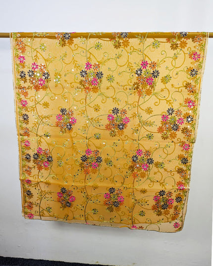Fancy Multicolor Embroidered Organza with Sitara Work Dupatta