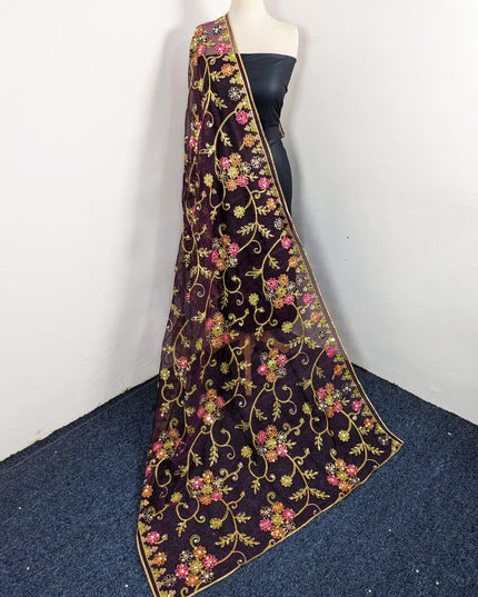 Fancy Multicolor Embroidered Organza with Sitara Work Dupatta