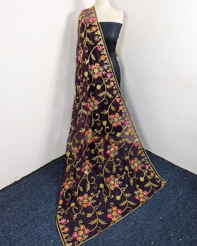 Fancy Multicolor Embroidered Organza with Sitara Work Dupatta