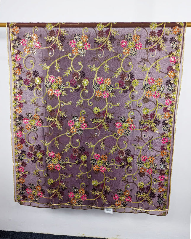 Fancy Multicolor Embroidered Organza with Sitara Work Dupatta