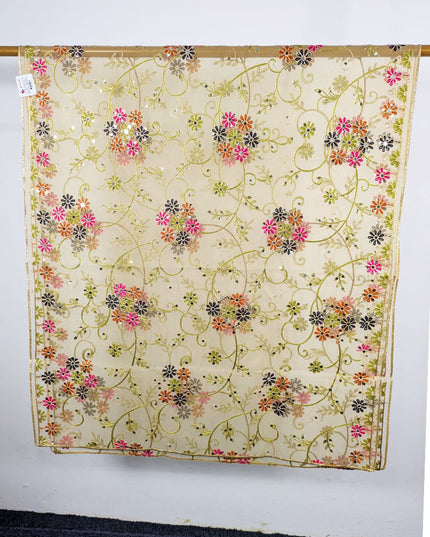 Fancy Multicolor Embroidered Organza with Sitara Work Dupatta
