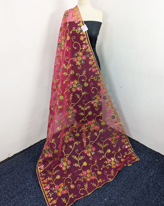 Fancy Multicolor Embroidered Organza with Sitara Work Dupatta