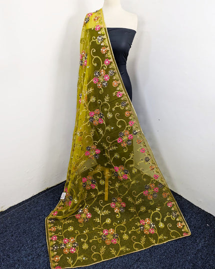 Fancy Multicolor Embroidered Organza with Sitara Work Dupatta