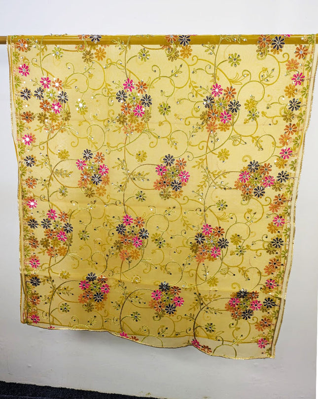 Fancy Multicolor Embroidered Organza with Sitara Work Dupatta