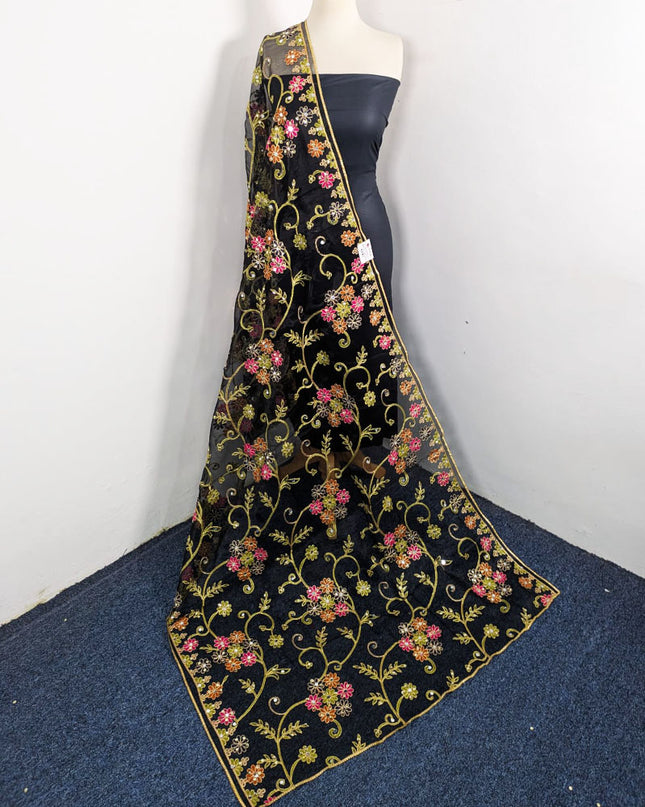 Fancy Multicolor Embroidered Organza with Sitara Work Dupatta