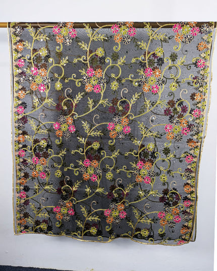 Fancy Multicolor Embroidered Organza with Sitara Work Dupatta