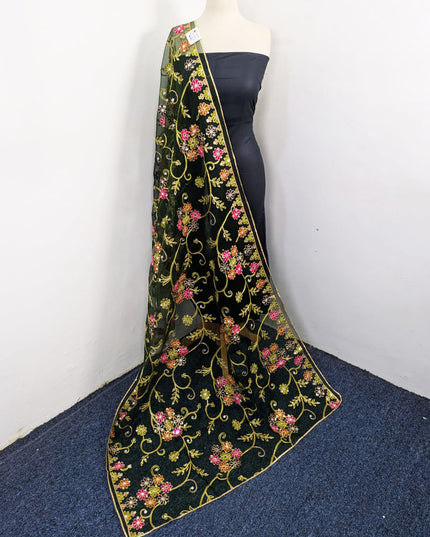 Fancy Multicolor Embroidered Organza with Sitara Work Dupatta