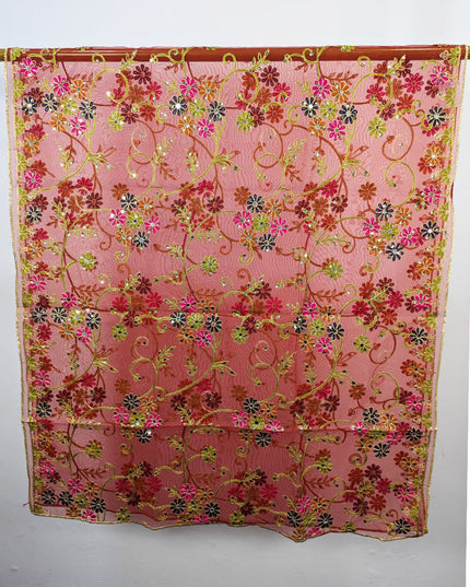 Fancy Multicolor Embroidered Organza with Sitara Work Dupatta