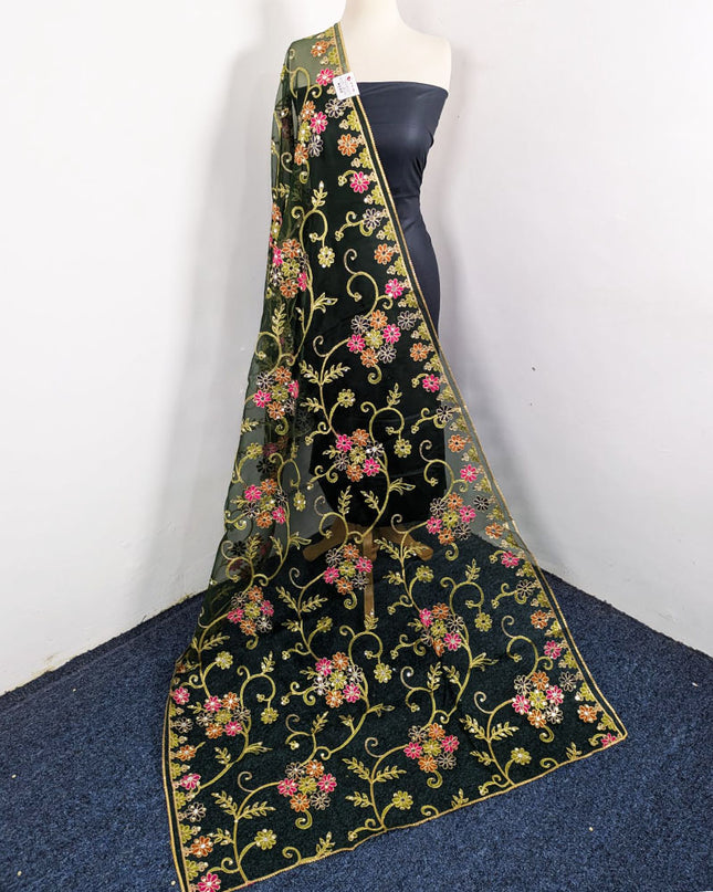 Fancy Multicolor Embroidered Organza with Sitara Work Dupatta