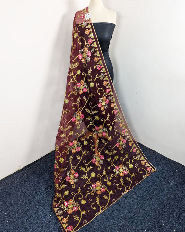 Fancy Multicolor Embroidered Organza with Sitara Work Dupatta