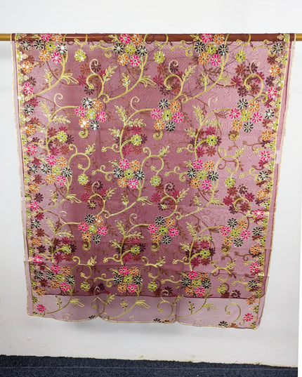 Fancy Multicolor Embroidered Organza with Sitara Work Dupatta