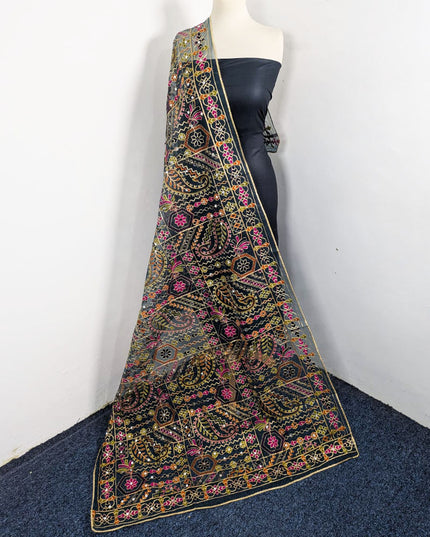 Premium Multicolor Embroidered Organza with Sitara Work Dupatta
