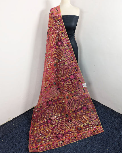 Premium Multicolor Embroidered Organza with Sitara Work Dupatta