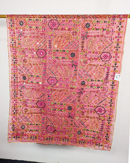 Premium Multicolor Embroidered Organza with Sitara Work Dupatta