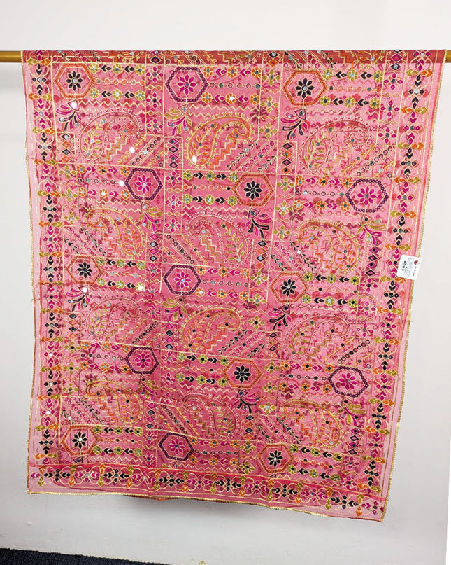 Premium Multicolor Embroidered Organza with Sitara Work Dupatta
