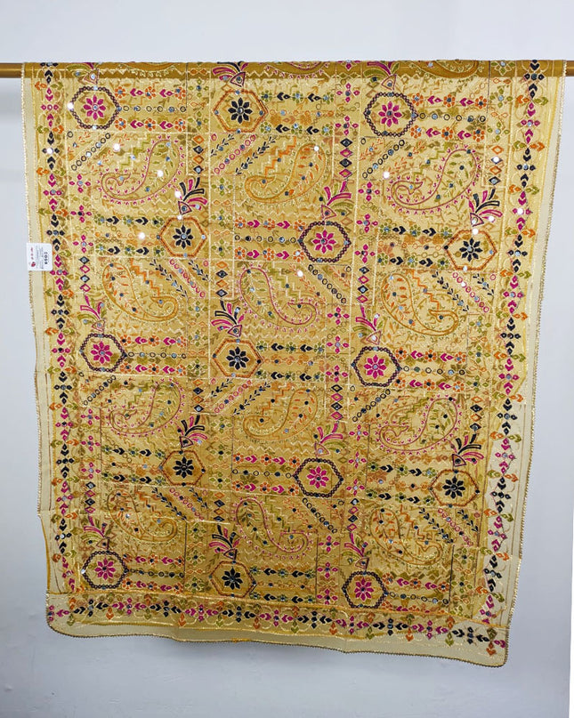 Premium Multicolor Embroidered Organza with Sitara Work Dupatta