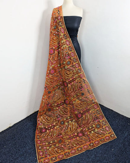 Premium Multicolor Embroidered Organza with Sitara Work Dupatta