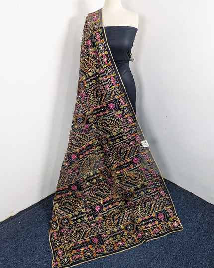 Premium Multicolor Embroidered Organza with Sitara Work Dupatta