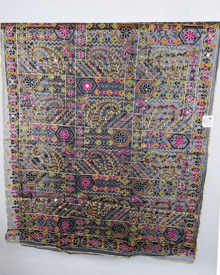 Premium Multicolor Embroidered Organza with Sitara Work Dupatta
