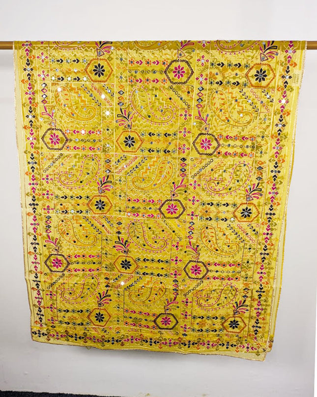 Premium Multicolor Embroidered Organza with Sitara Work Dupatta