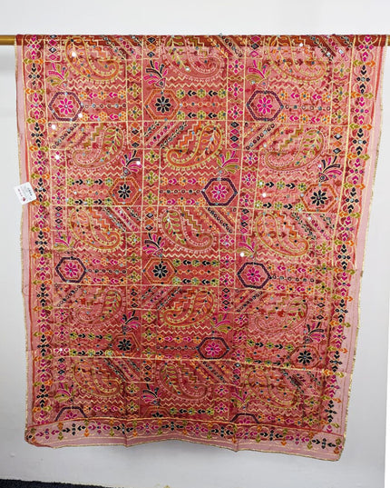 Premium Multicolor Embroidered Organza with Sitara Work Dupatta