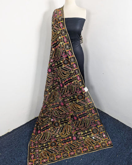 Premium Multicolor Embroidered Organza with Sitara Work Dupatta