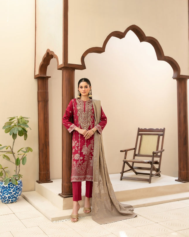 Embroidered Broshia Banarsi Lawn Shirt & Dupatta 3Pc Unstitched - Tawakkal (Raahee)