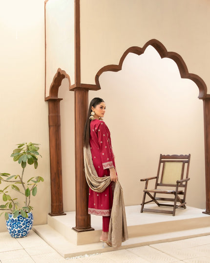 Embroidered Broshia Banarsi Lawn Shirt & Dupatta 3Pc Unstitched - Tawakkal (Raahee)