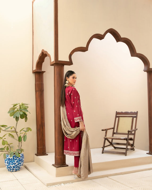 Embroidered Broshia Banarsi Lawn Shirt & Dupatta 3Pc Unstitched - Tawakkal (Raahee)