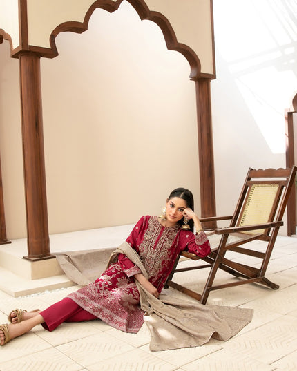 Embroidered Broshia Banarsi Lawn Shirt & Dupatta 3Pc Unstitched - Tawakkal (Raahee)