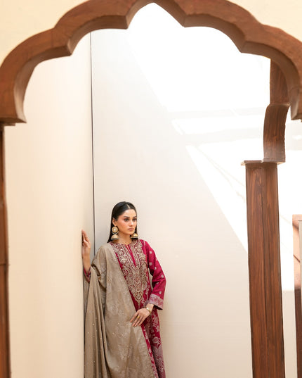 Embroidered Broshia Banarsi Lawn Shirt & Dupatta 3Pc Unstitched - Tawakkal (Raahee)