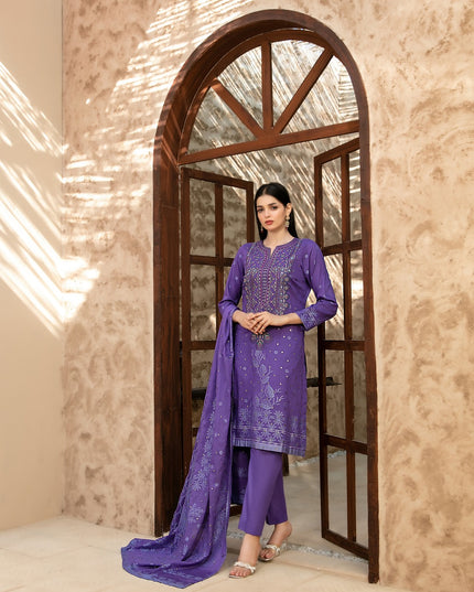 Embroidered Broshia Banarsi Lawn Shirt & Dupatta 3Pc Unstitched - Tawakkal (Raahee)