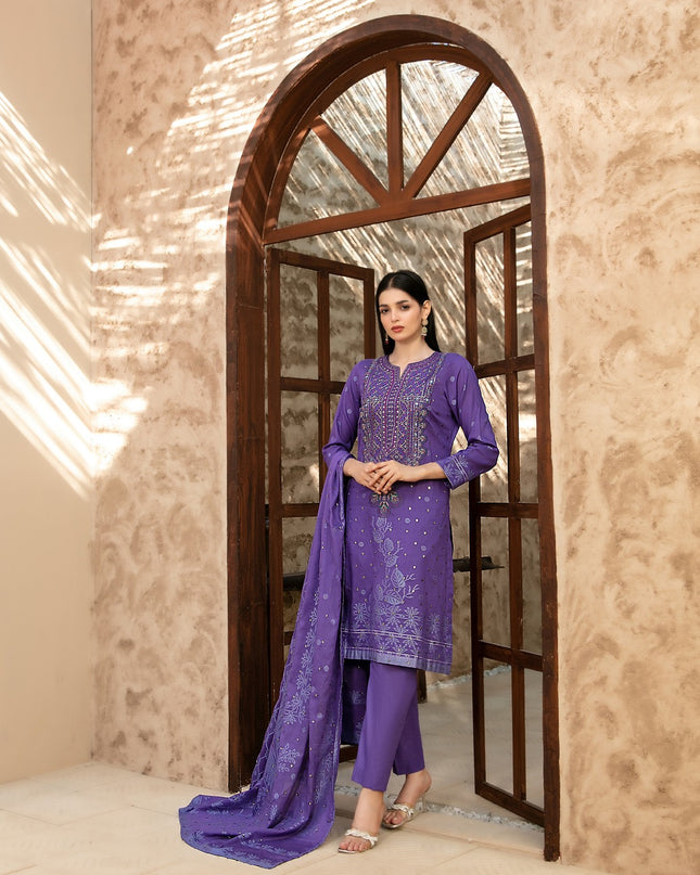 Embroidered Broshia Banarsi Lawn Shirt & Dupatta 3Pc Unstitched - Tawakkal (Raahee)