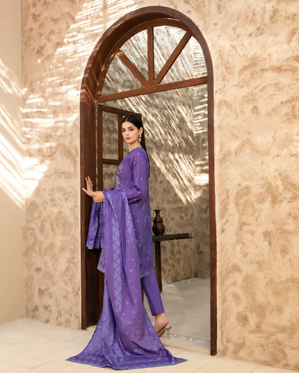 Embroidered Broshia Banarsi Lawn Shirt & Dupatta 3Pc Unstitched - Tawakkal (Raahee)