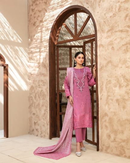 Embroidered Broshia Banarsi Lawn Shirt & Dupatta 3Pc Unstitched - Tawakkal (Raahee)