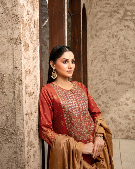 Embroidered Broshia Banarsi Lawn Shirt & Dupatta 3Pc Unstitched - Tawakkal (Raahee)
