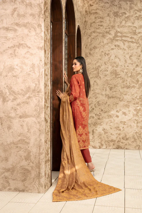 Embroidered Broshia Banarsi Lawn Shirt & Dupatta 3Pc Unstitched - Tawakkal (Raahee)
