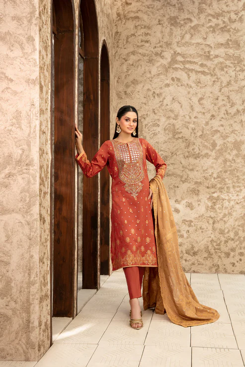 Embroidered Broshia Banarsi Lawn Shirt & Dupatta 3Pc Unstitched - Tawakkal (Raahee)