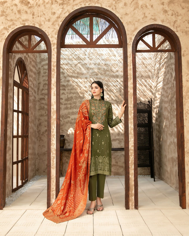 Embroidered Broshia Banarsi Lawn Shirt & Dupatta 3Pc Unstitched - Tawakkal (Raahee)