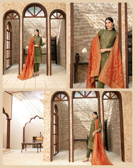 Embroidered Broshia Banarsi Lawn Shirt & Dupatta 3Pc Unstitched - Tawakkal (Raahee)