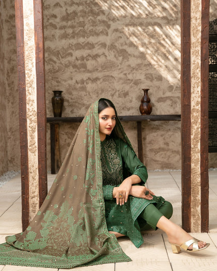 Embroidered Broshia Banarsi Lawn Shirt & Dupatta 3Pc Unstitched - Tawakkal (Raahee)