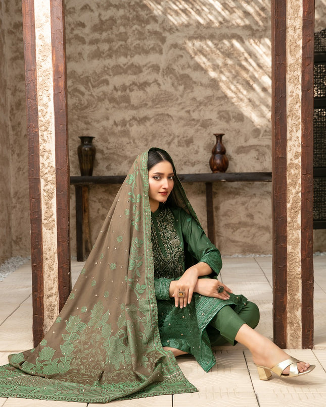 Embroidered Broshia Banarsi Lawn Shirt & Dupatta 3Pc Unstitched - Tawakkal (Raahee)